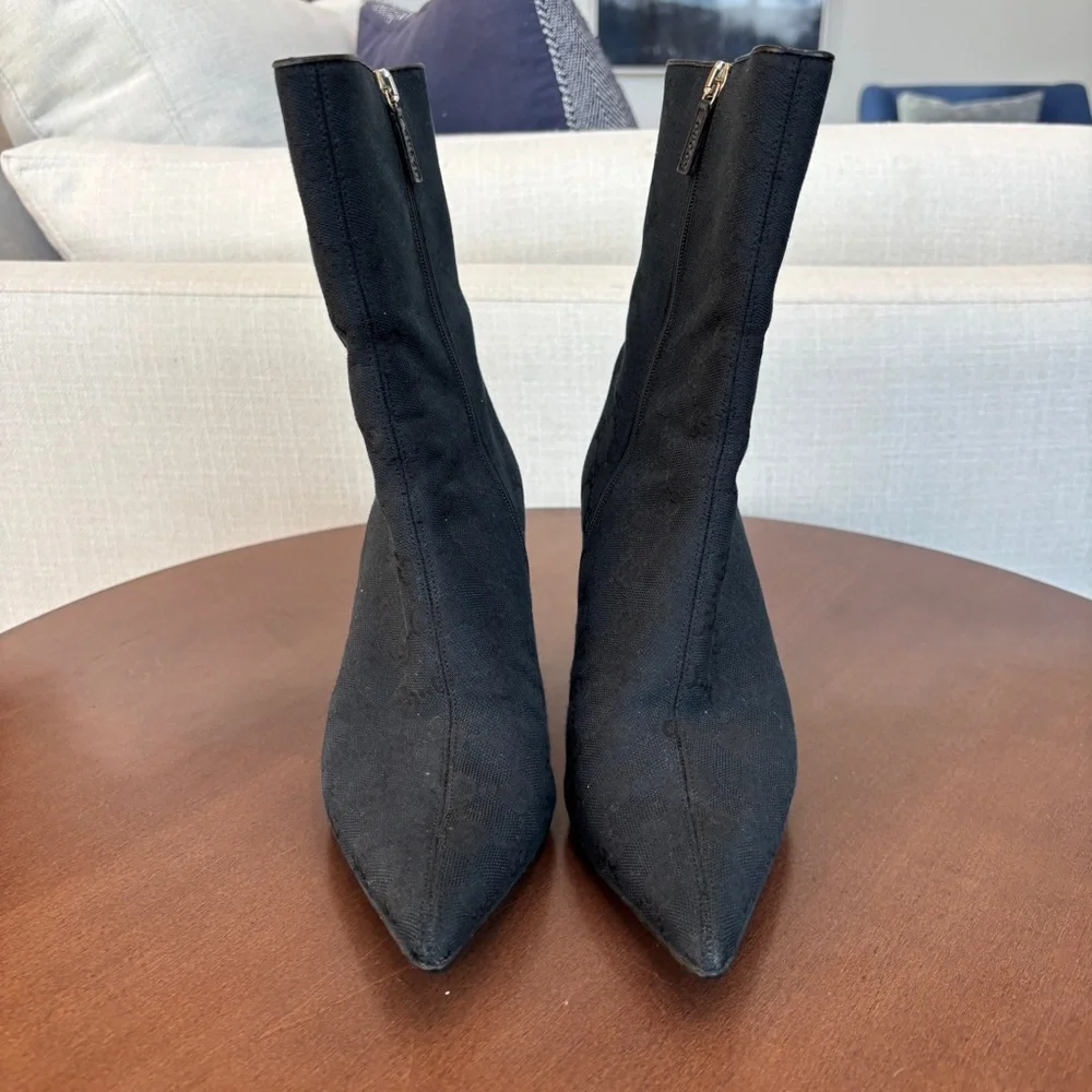 Authentic Vintage Gucci GG Monogram Canvas Pointed Toe Ankle Boots, Size 37. 1/2 - Picture 4 of 13